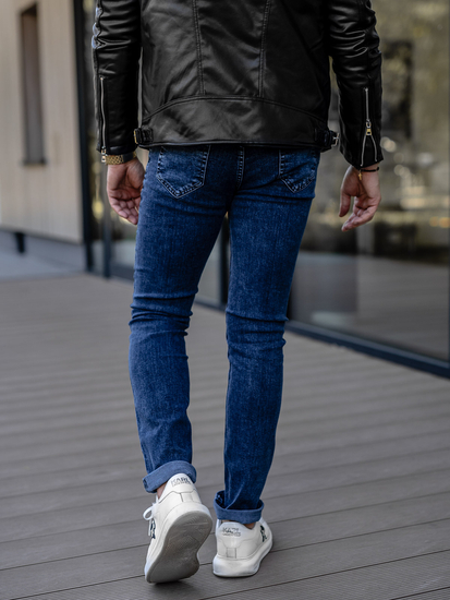 Pantalon en jean slim fit pour homme bleu foncé Bolf DP52