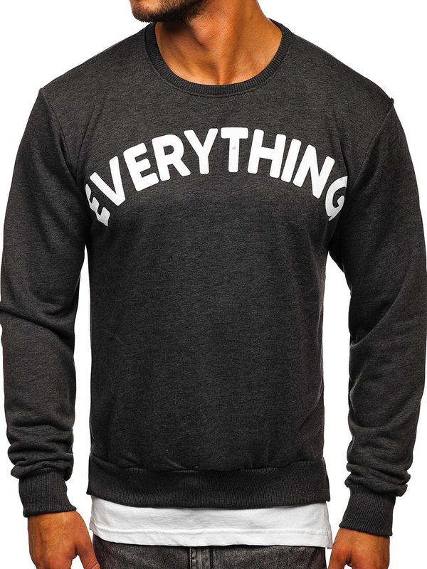 Sweat-shirt pour homme graphite avec imprimé sans capuche Bolf 181905