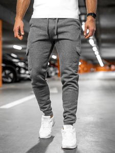 Homme Pantalon jogger cargo épais Gris Bolf JX8709A