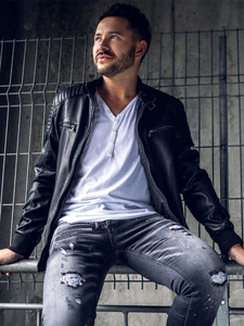 T-shirt blanc uni en coton à col en V pour homme Bolf 4049