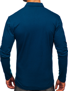Homme Polo en coton à manches longues Bleu foncé Bolf 5120
