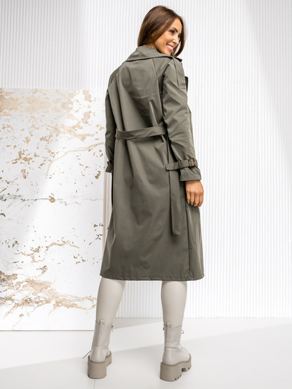Femme Trench-Coat Long Khaki Bolf 4494