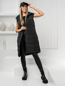 Femme Gilet matelassé long Noir Bolf MY6315