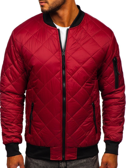 Blouson bomber de transition matelassé pour homme bordeaux Bolf MY-01A
