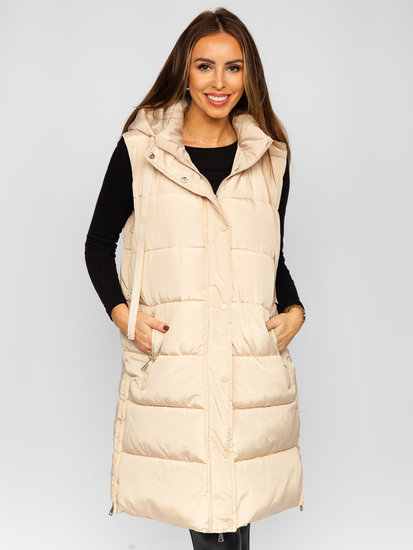 Gilet long matelassé oversize pour femme beige Bolf 81276