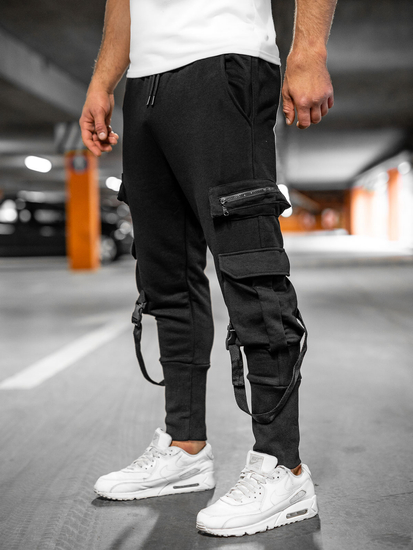 Homme Pantalon jogger cargo Noir Bolf 6582A
