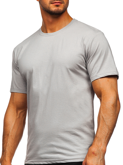 T-shirt homme en coton gris uni Bolf 192397