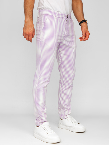 Homme Pantalon élégant à carreaux Violet Bolf 184143