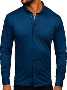Homme Chemise casual à manches longues Bleu foncé Bolf 500