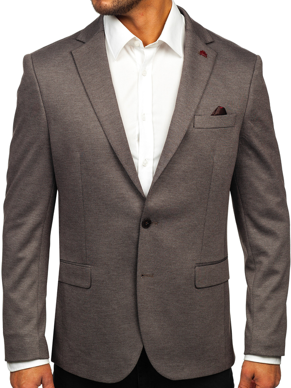Homme Veste de costume élégante Marron Foncé Bolf 024