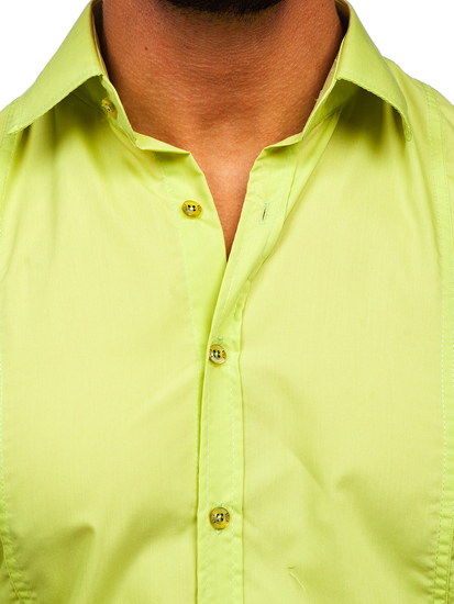 Homme Chemise élégante à manche longue Vert Bolf 6944