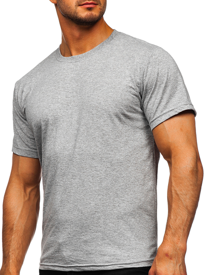T-shirt uni en coton gris foncé pour homme Bolf 192397