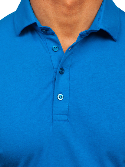 Homme Polo en coton à manches longues Bleu Bolf 5119