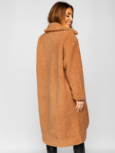 Femme Manteau d'hiver long et chaud Camel Bolf AN105A