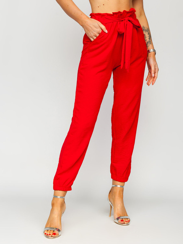 Pantalon de jogging en tissu pour femme rouge Bolf W5076