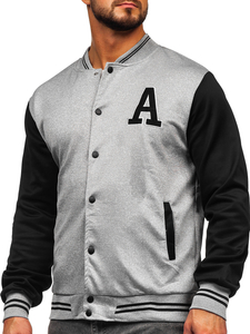 Blouson baseball bomber pour homme gris Bolf 8B1157