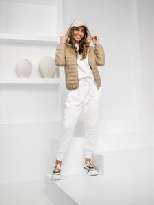 Femme Blouson de transition à capuche Beige Bolf B0124