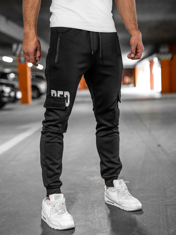 Pantalon jogger cargo pour homme noir Bolf HW2176