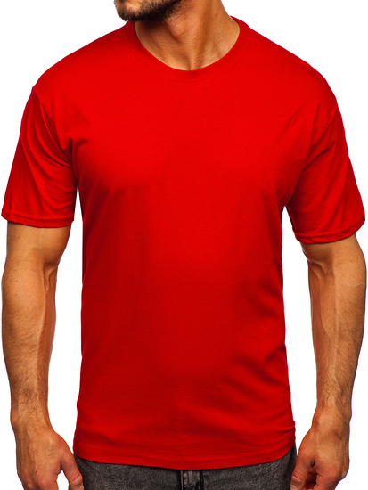 T-shirt homme en coton rouge sans imprimé Bolf 192397