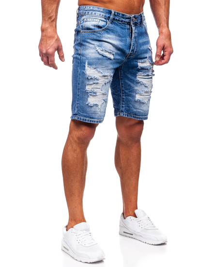 Le short en jean pour homme bleu foncé Bolf RJ953