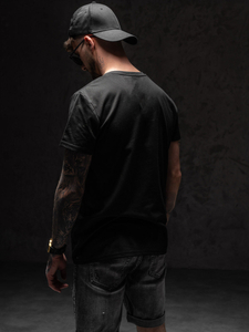 Tee-shirt noir avec imprimé pour homme Bolf Y70020
