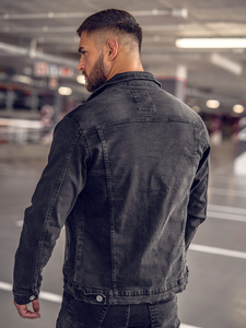 Homme Blouson en jean Noir Bolf 200A