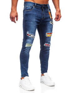 Pantalon en jean regular fit pour homme bleu foncé Bolf TF093