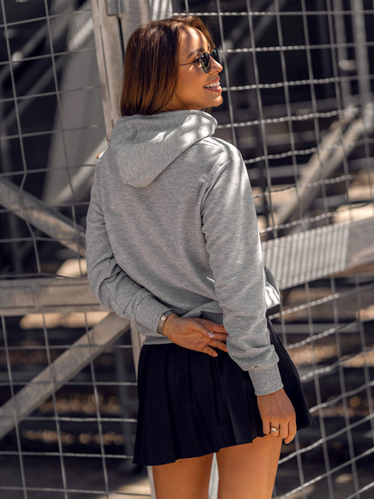 Sweat-shirt imprimé à capuche pour femme gris Bolf HL9261