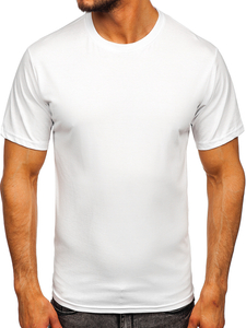 T-shirt homme en coton blanc sans imprimé Bolf 192397