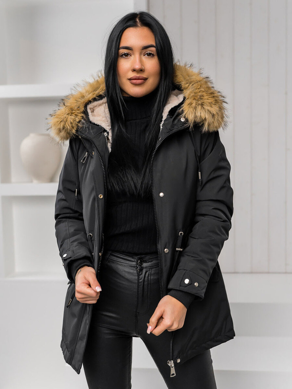 Femme 2 en 1 Parka d'hiver à capuche Noir Bolf 16M9199A1