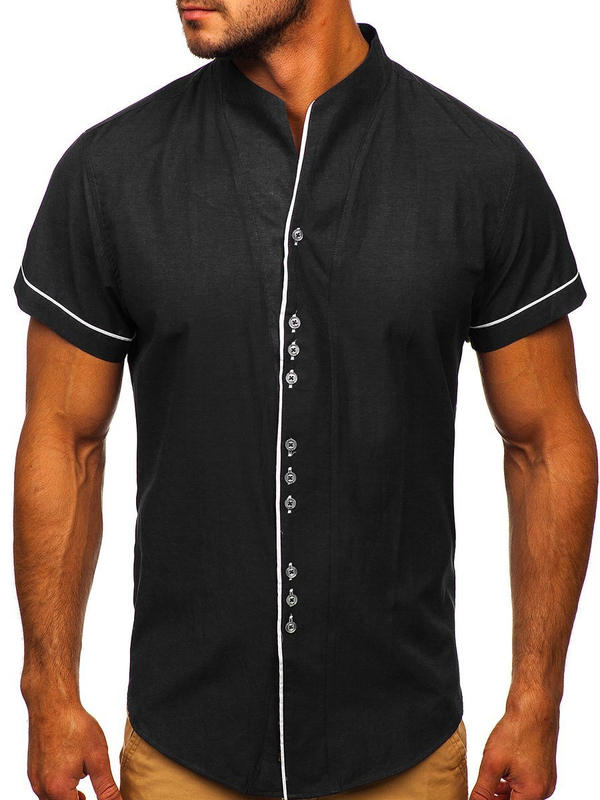 Chemise à manches courtes pour homme noire Bolf 5518
