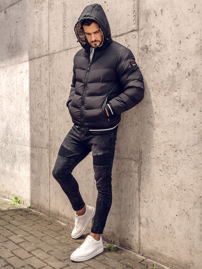 Blouson d'hiver matelassé réversible pour homme noir-d'or Bolf 7417A