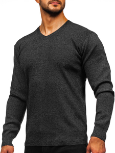 Homme Pull uni col V Graphite Bolf S8725