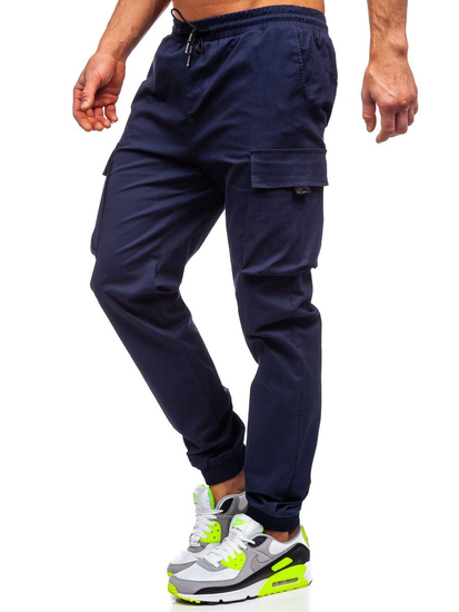 Bleu foncé pantalon jogger cargo pour homme Bolf 701  
