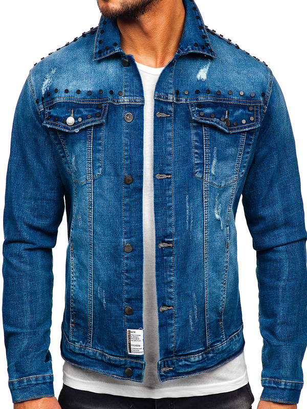 Blouson en jean pour homme bleu Bolf MJ504B