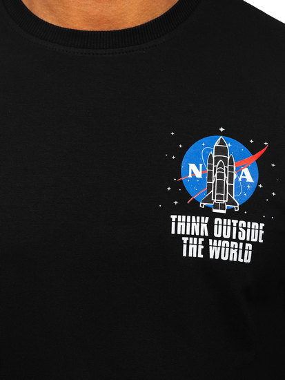 Sweat-shirt imprimé sans capuche pour homme noir Bolf 6475