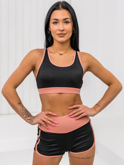 Ensemble de sport deux pièces pour femme noir-rose Bolf XL011