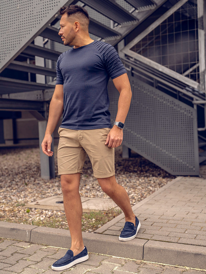 Tee-shirt uni pour homme bleu foncé Bolf 8T88A