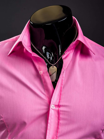 Chemise élégante corail à manches longues pour homme Bolf 1703A