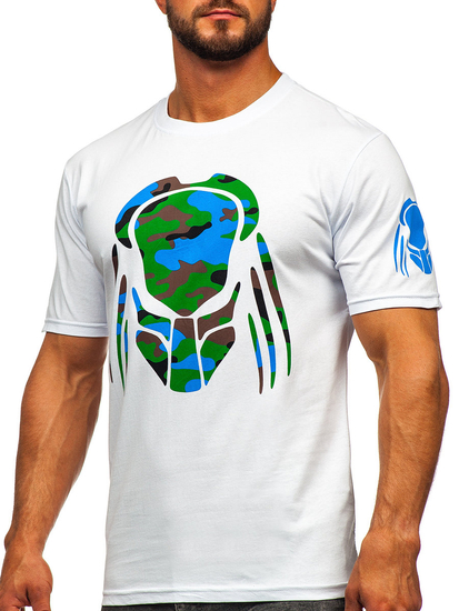 T-shirt blanc en coton imprimé pour homme Bolf 192379-1