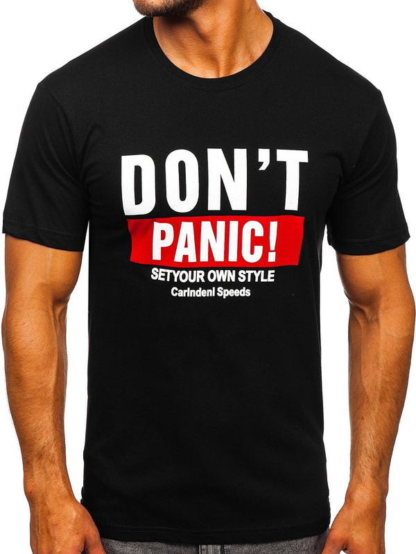 Tee-shirt imprimé pour homme noir Bolf 10858