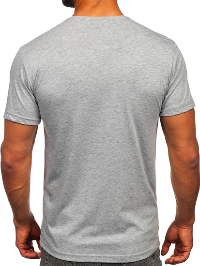 T-shirt gris uni col V pour homme Bolf 192131
