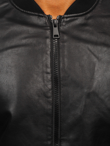 Homme Blouson bomber en cuir Noir Bolf 11Z8105