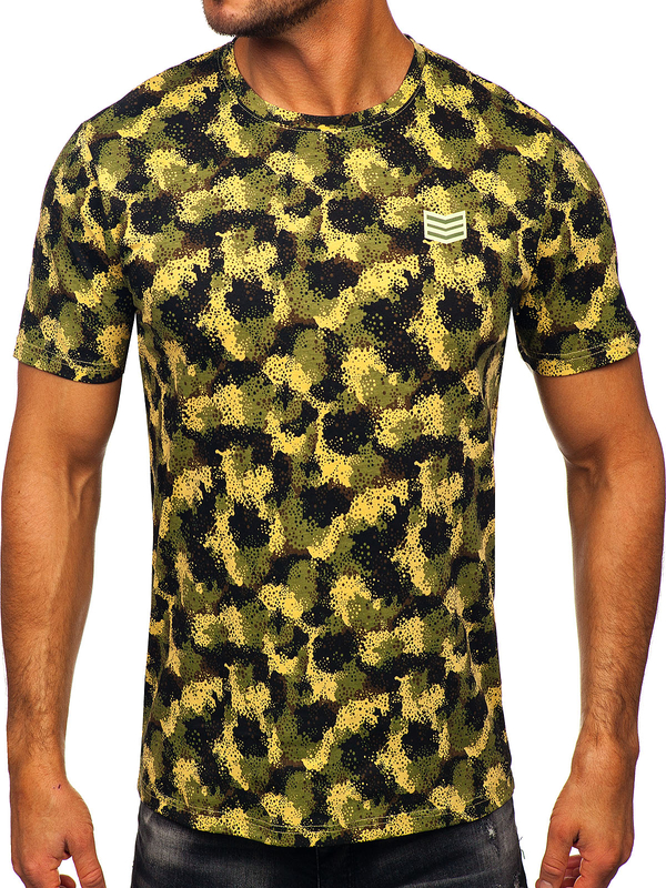 Homme T-shirt imprimé en coton Khaki Bolf MPO3494