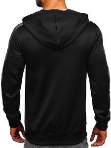 Sweat-shirt à capuche avec fermeture pour homme noir Bolf 27B8121