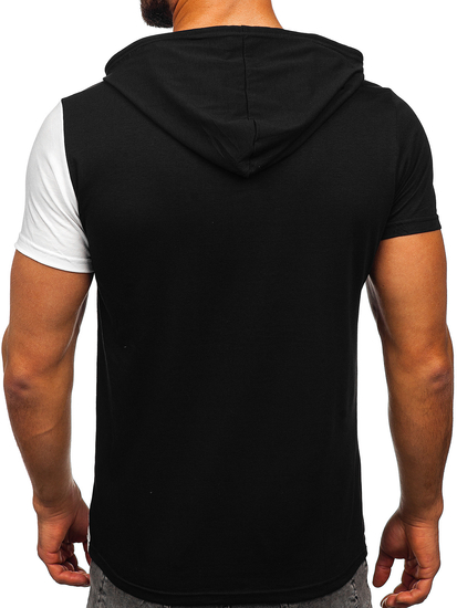 Tee-shirt imprimé à capuche pour homme noir-blanc Bolf 8T981