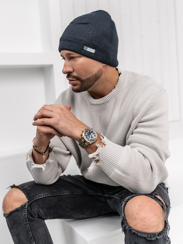 Homme Bonnet d'hiver chaud Bleu foncé Bolf 386008