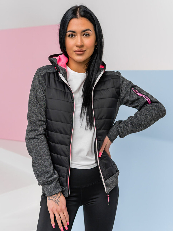 Veste sweat à capuche matelassée femme noir Bolf KSW4001