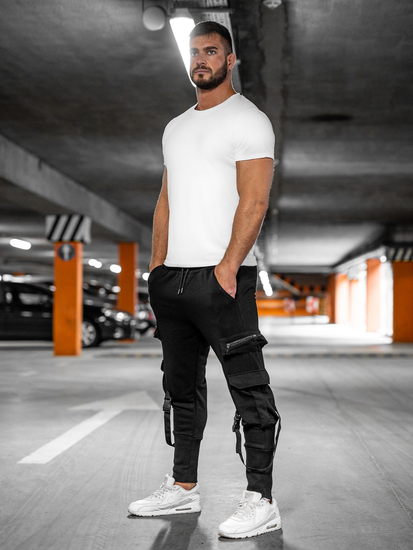 Homme Pantalon jogger cargo Noir Bolf 6582A