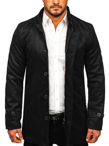 Manteau d'hiver à col montant pour homme noir Bolf M3129